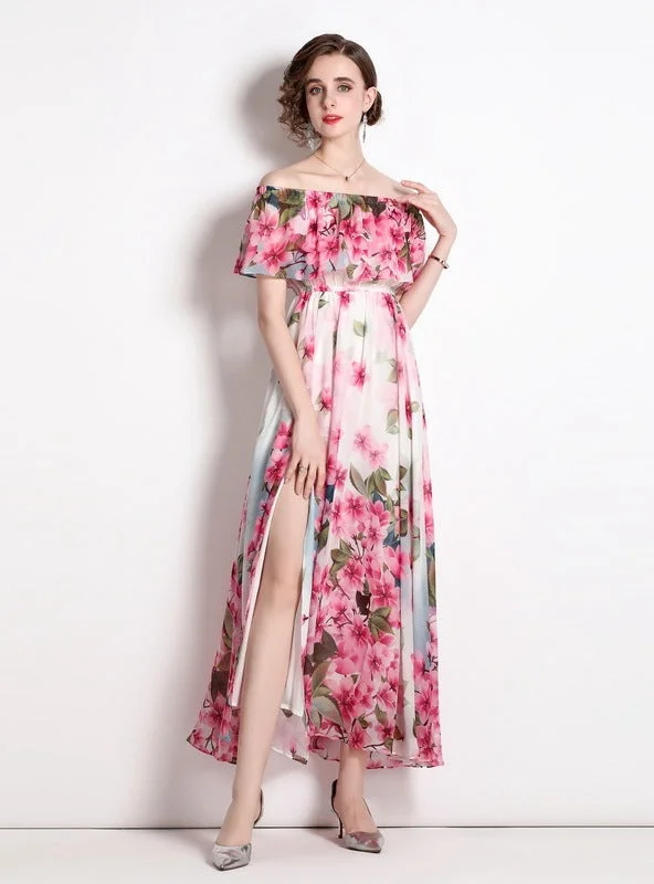 Lotus Leaf Beach Split Chiffon Dress Cocktail unclassified dresses