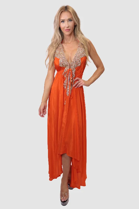 Marbella Orange Dress Embroidered unclassified dresses