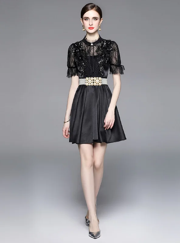 Mesh Heavy Industry Beaded Dress Lace unclassified dresses