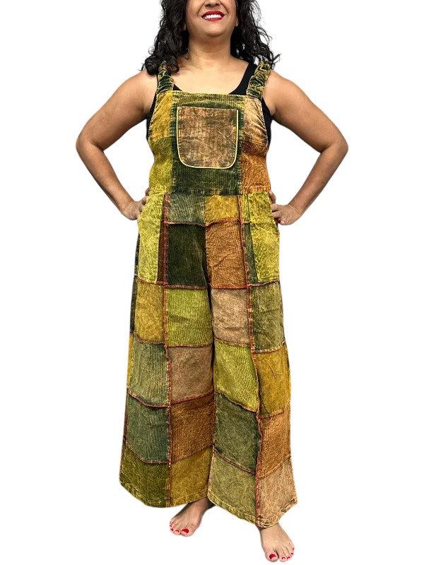 Mostly Green Corduroy Patchwork Overalls Club unclassified dresses