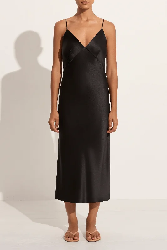 Olivia Von Halle Issa Silk Satin Slip Dress - Black Comfortable unclassified dresses