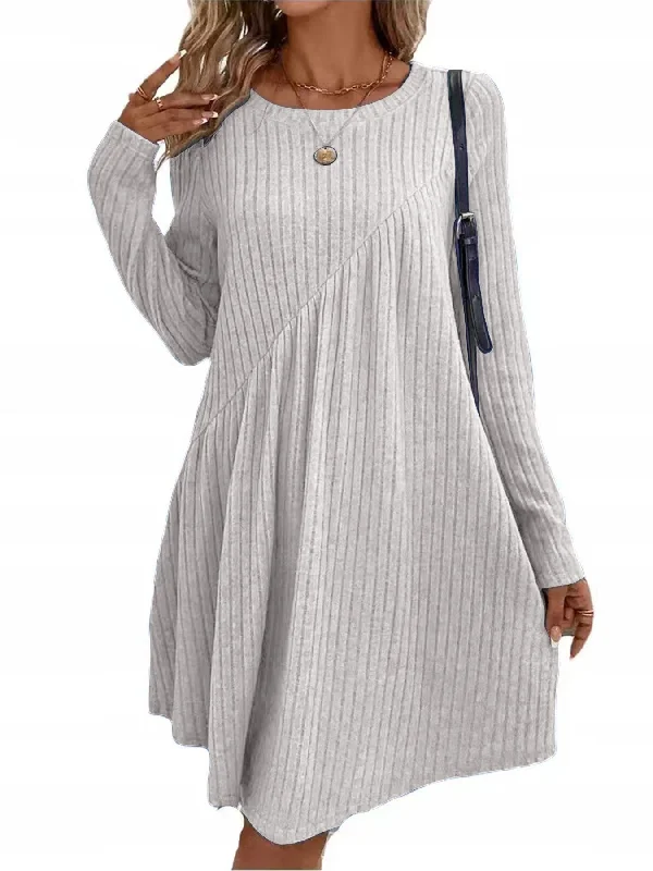 Relaxed Fit Ribbed Crew Neck Dress Tulle unclassified dresses