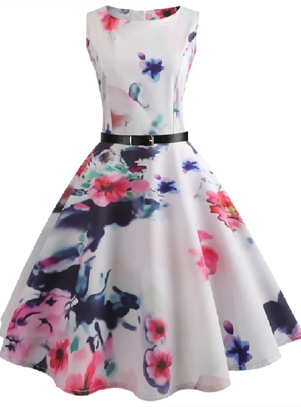 Retro Summer Print Dress Cotton floral dresses