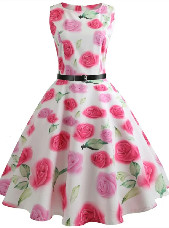 Rose Print Retro Sleeveless Sexy Dress Must-have floral dresses for this season