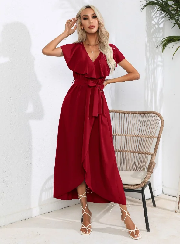 Ruffled V-neck Big Swing Dress Plus size unclassified dresses