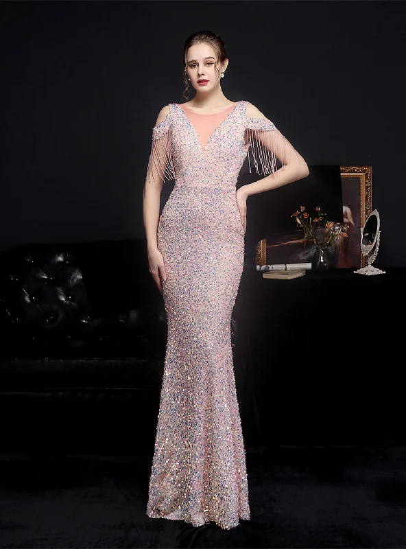 Sexy Colorful Beads Slim Fishtail Dress Winter unclassified dresses