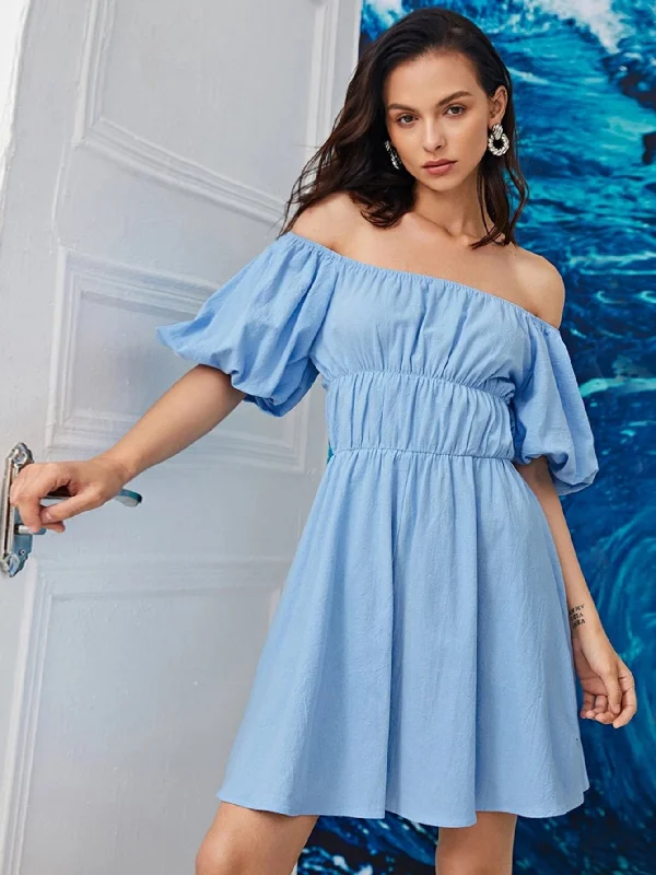 Sky Blue Off the Shoulder Dress Luxury unclassified dresses