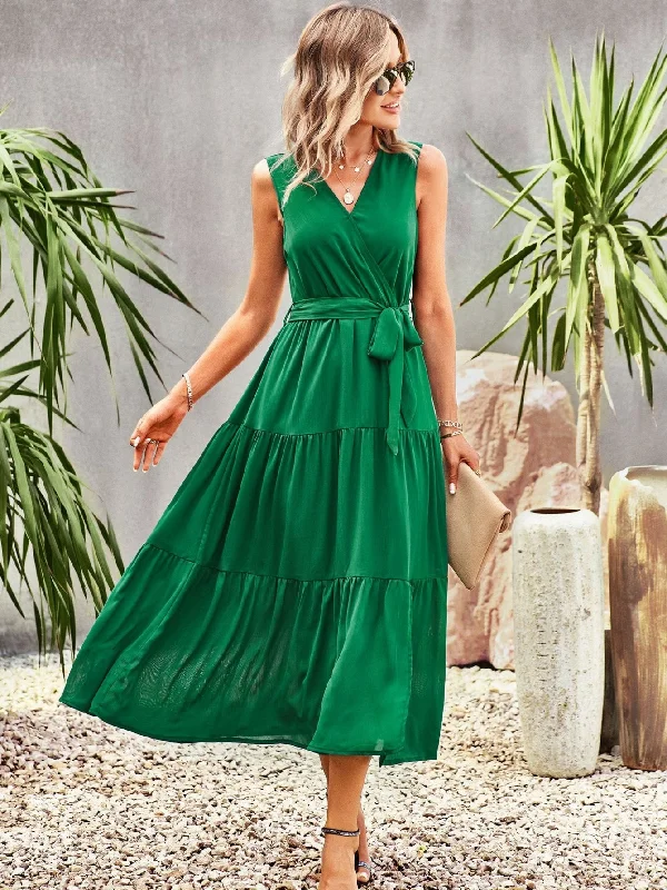 Sleeveless Swing V-neck Dress Sleeveless unclassified dresses