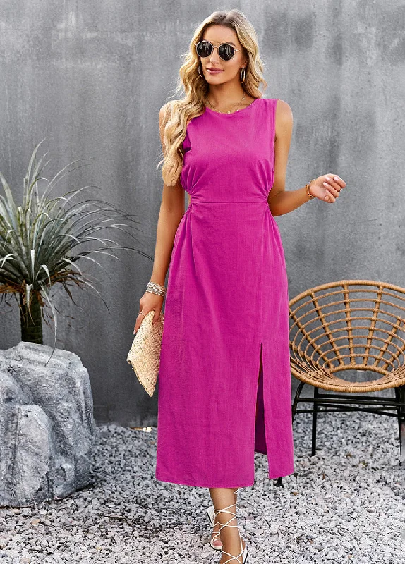 Solid Color Waist Sleeveless Vest Dress Office unclassified dresses