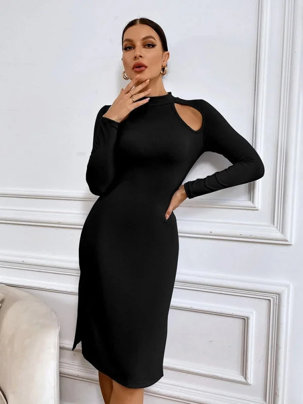 Split Hollow Knitted Fashion Dress Stylish unclassified dresses