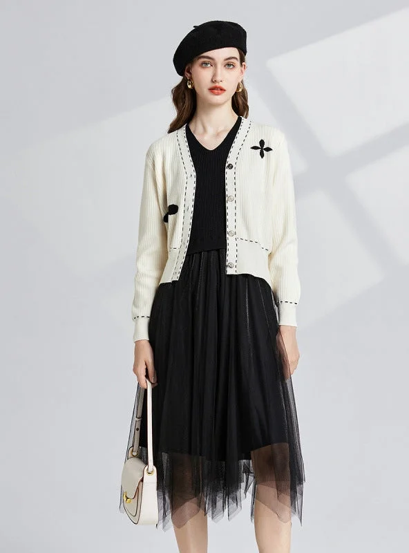 Stitching Gauze Dress+Cardigan Coat Two-piece Suit Graduation unclassified dresses