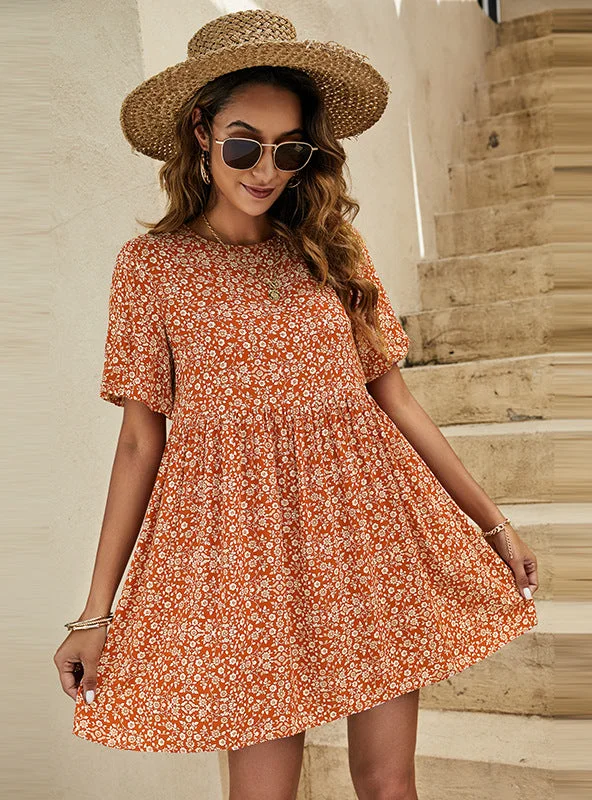 Summer Lantern Sleeve Print Dress Outdoor floral dresses