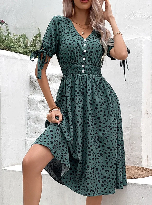 Summer Leopard V-neck Dress Anniversary unclassified dresses