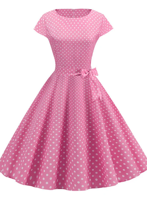 Summer Retro Cap Sleeve Dress Polka dot unclassified dresses