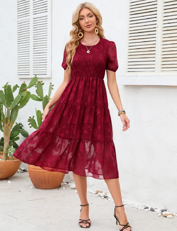 Summer Short-sleeved Printed Dress Office floral dresses