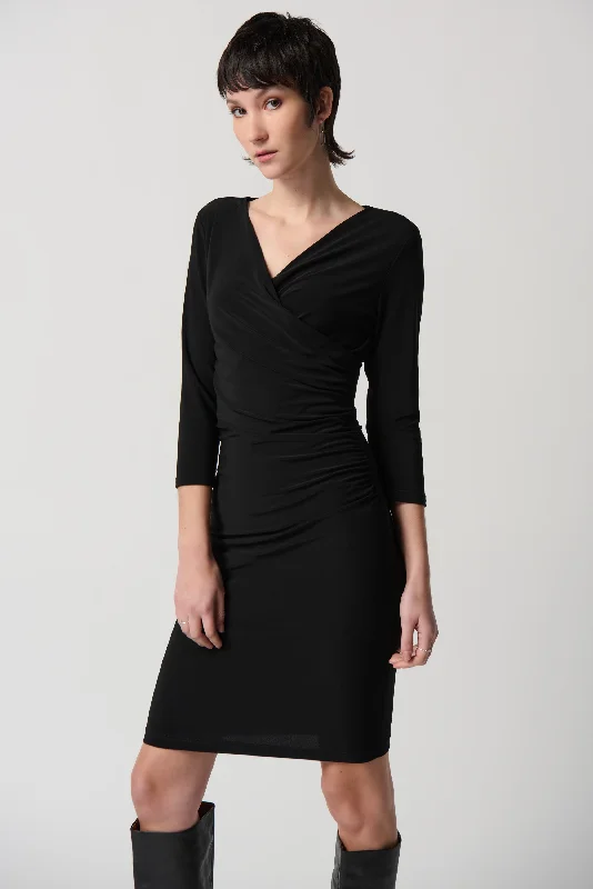 Three-Quarter Sleeve Wrap Dress One-shoulder unclassified dresses