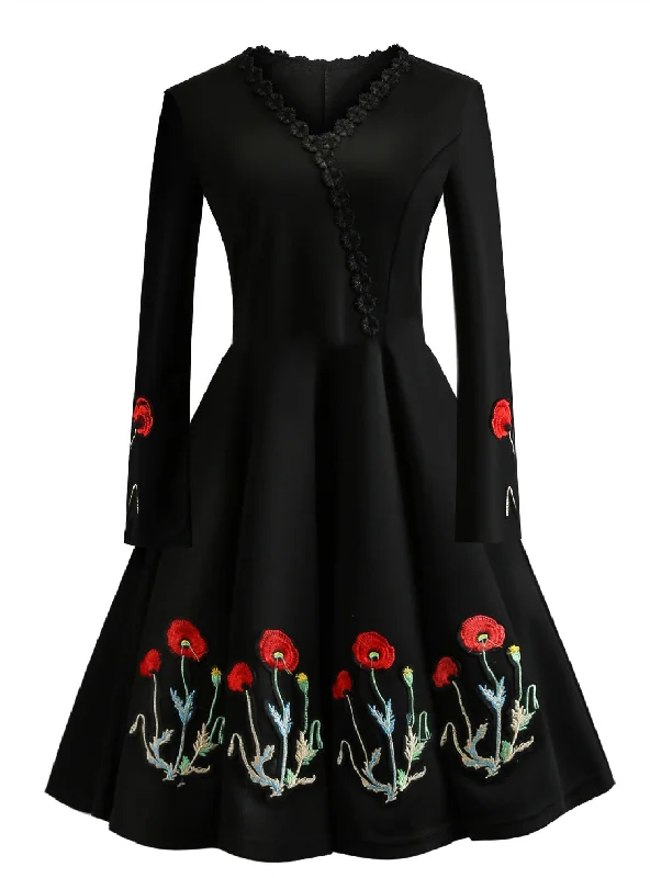 V-neck Embroidered Slim Dress Formal unclassified dresses