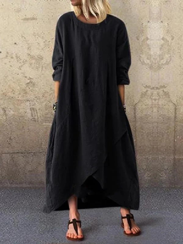 Women's Dresses Loose Solid Pocket Irregular Dress Trendy unclassified dresses