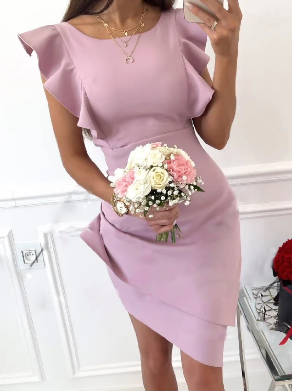 Women's Dresses Round Neck Ruffle Sleeveless Slim Fit Dress Vacation unclassified dresses