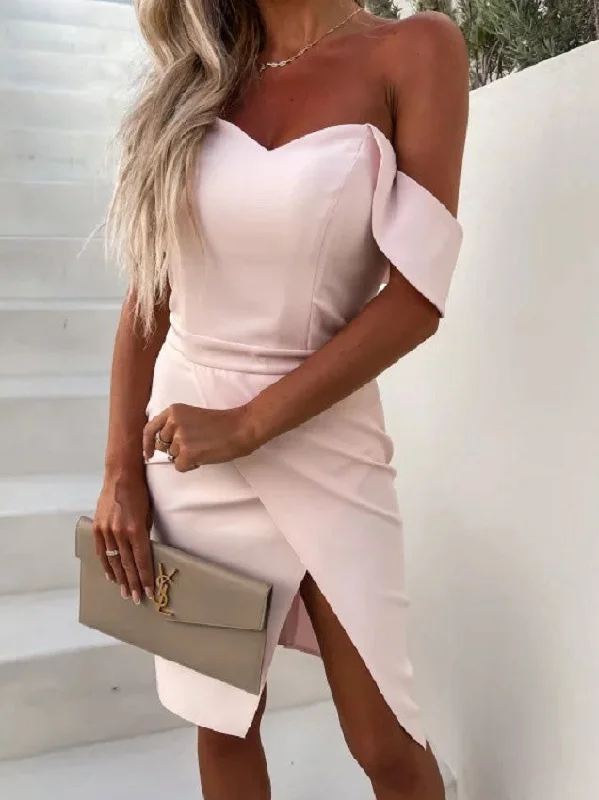 Women's Dresses Solid One Shoulder Slim Fit Slit Dress High-low unclassified dresses