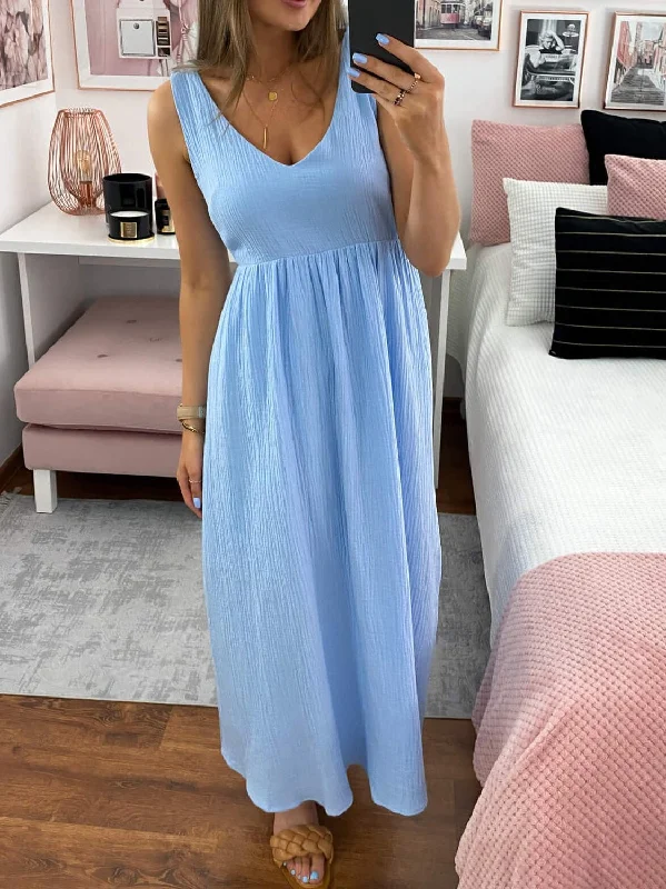 Women's Dresses Solid V-Neck Sleeveless Casual Dress Plus size unclassified dresses