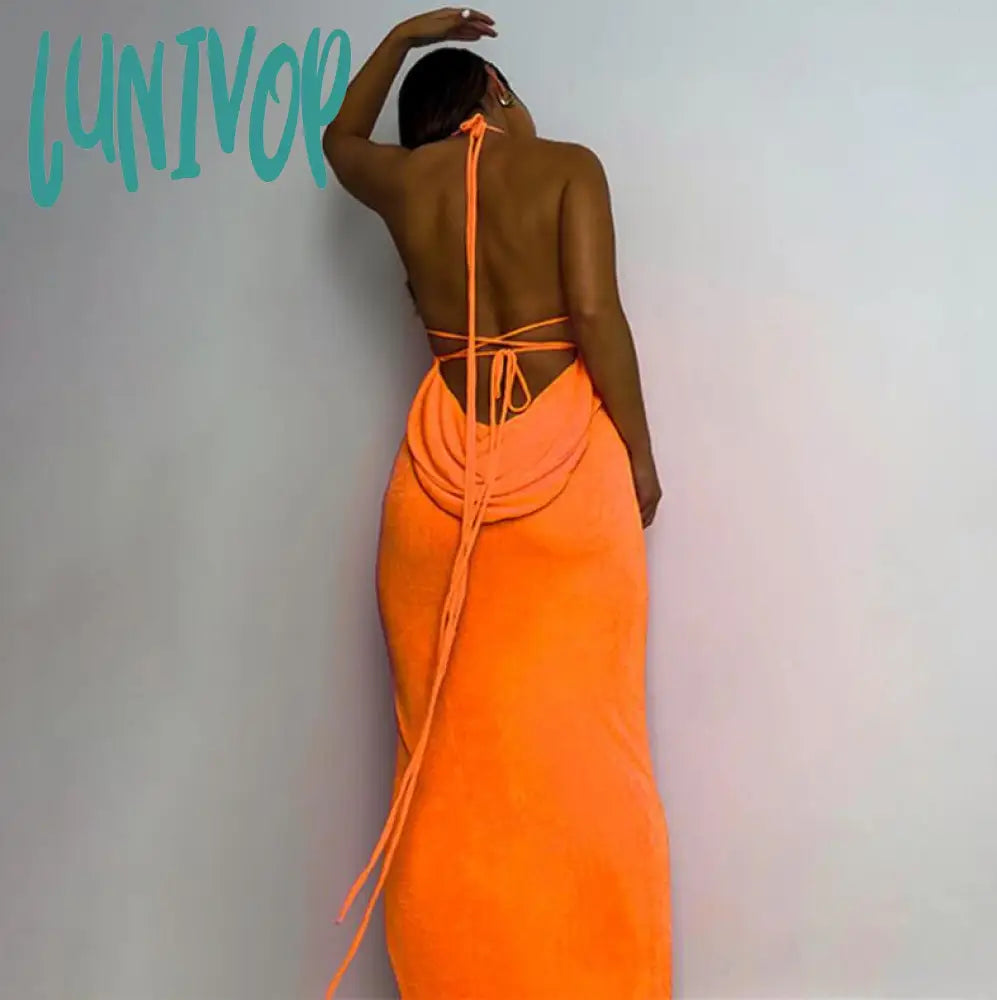 Lunivop dress to impress outfits Style 2024 Summer New Fashion Sexy Backless Lace-up Elegant Dress Tube Top Halter Dress Lace Dress Shine