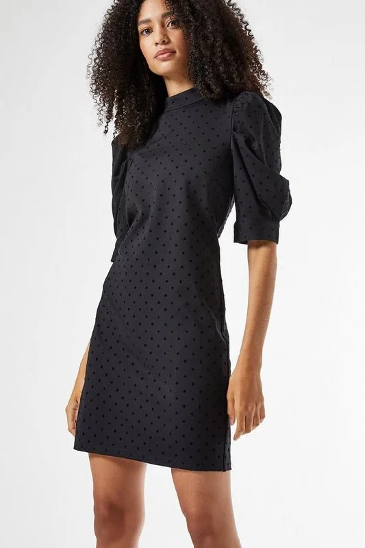 Black Spot Ponte Mini Shift Dress Ripped Mini Denim Skirt