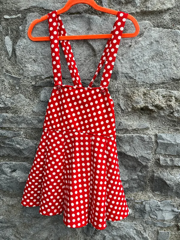 90s red polka dots pinafore with shorts 6y (116cm) Fringed Mini Skirt