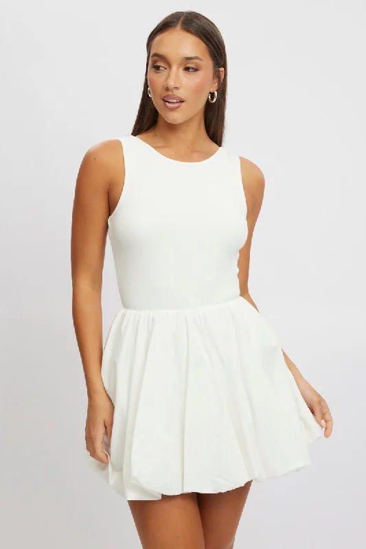 White Bubble Dress Mini Mini Skirt Chic