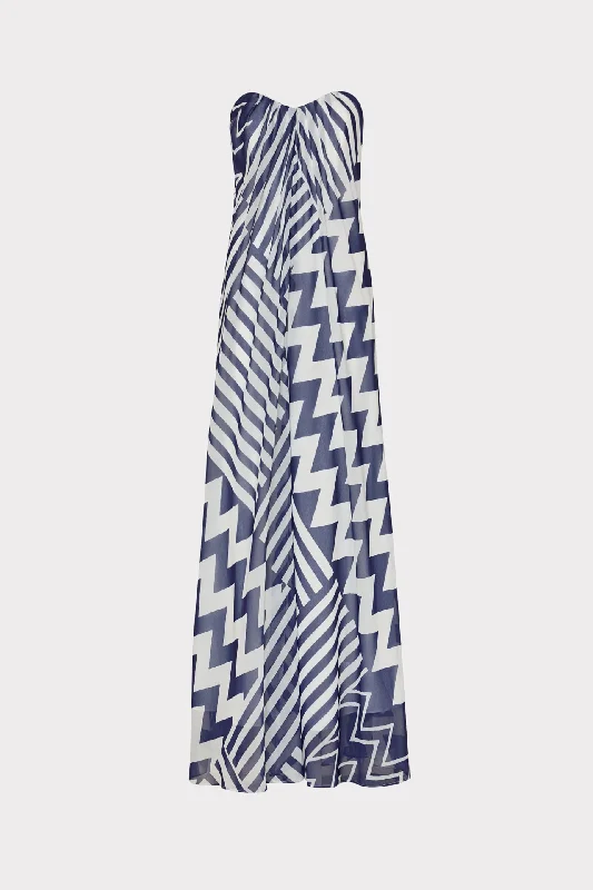 Erin Patchwork Chevron Maxi Dress Embellished Maxi Skirt