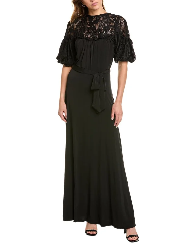 MARION Lace Yoke Maxi Dress Casual Long Skirt