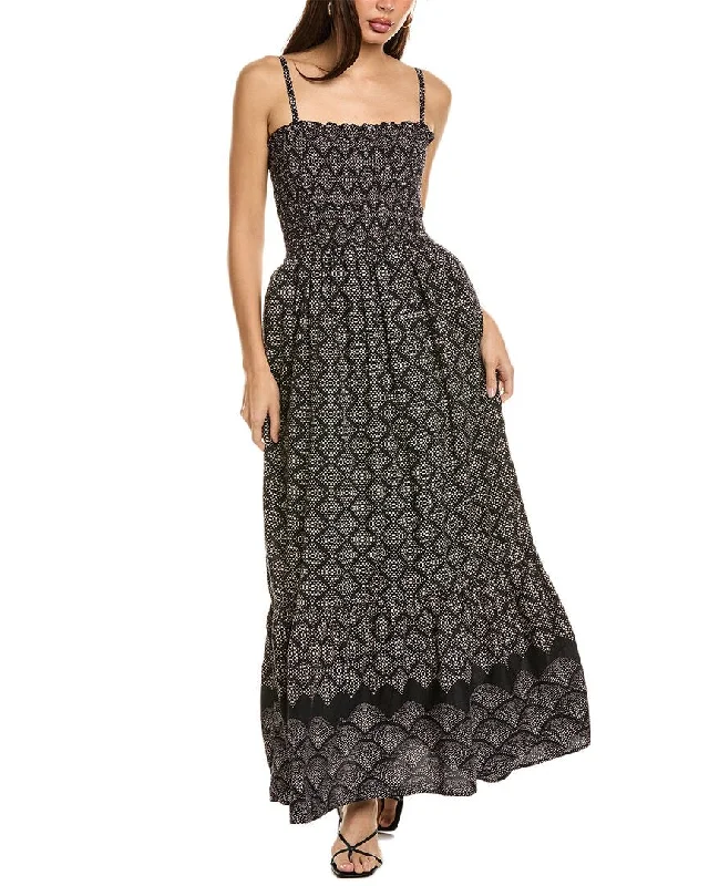 Michael Stars Alejandra Smocked Maxi Dress Fitted Maxi Skirt