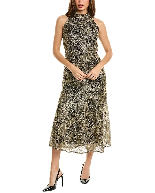 Sam Edelman Platinum Leafy Embroidery Maxi Dress Sexy Long Skirt