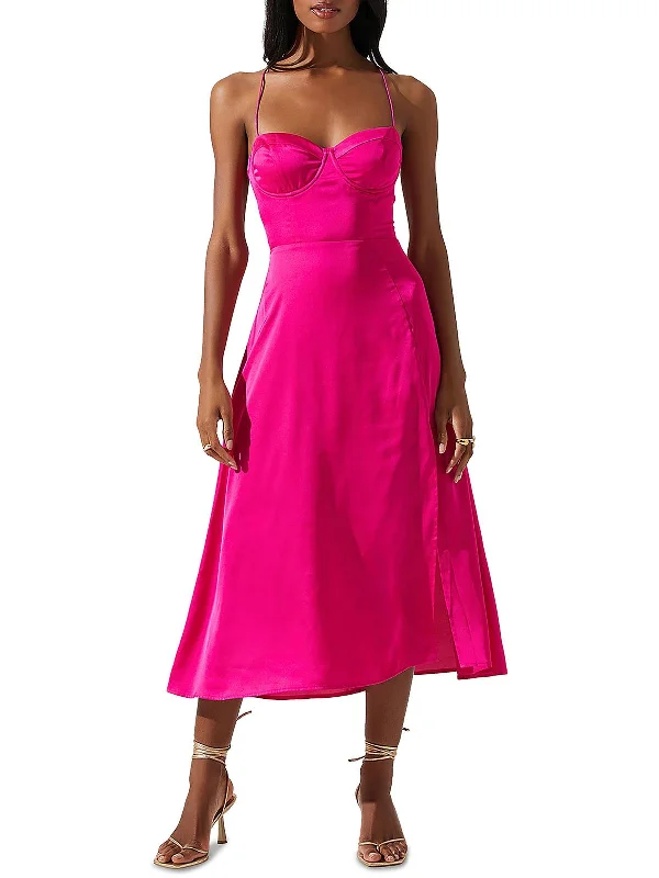 Womens Semi-Formal Midi Cocktail And Party Dress Midi Skirt with Pockets