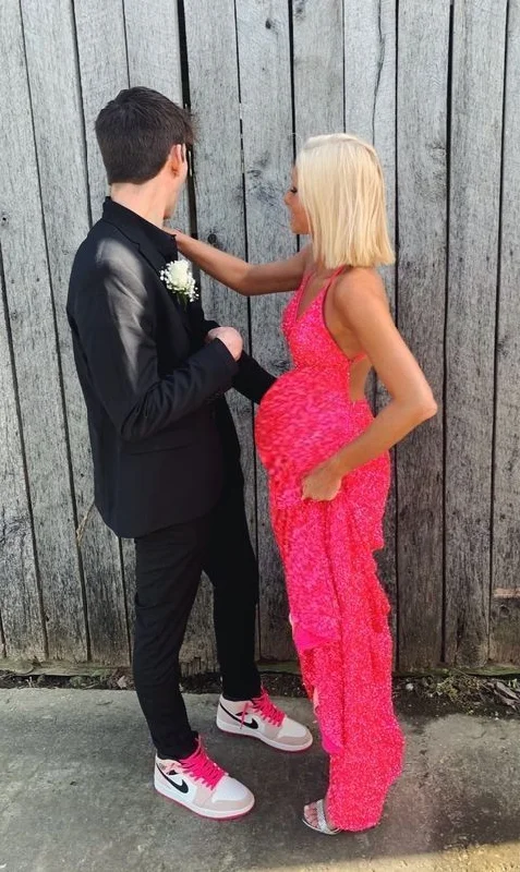 A-line V Neck Hot Pink Sequins Prom Dresses Junior Prom Gown Y1285 Sparkly Sequin Dress