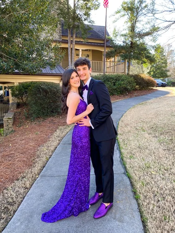 Mermaid Sparkle Purple Sequin Prom Dress With Train Y1283 Sequin Dress Glam