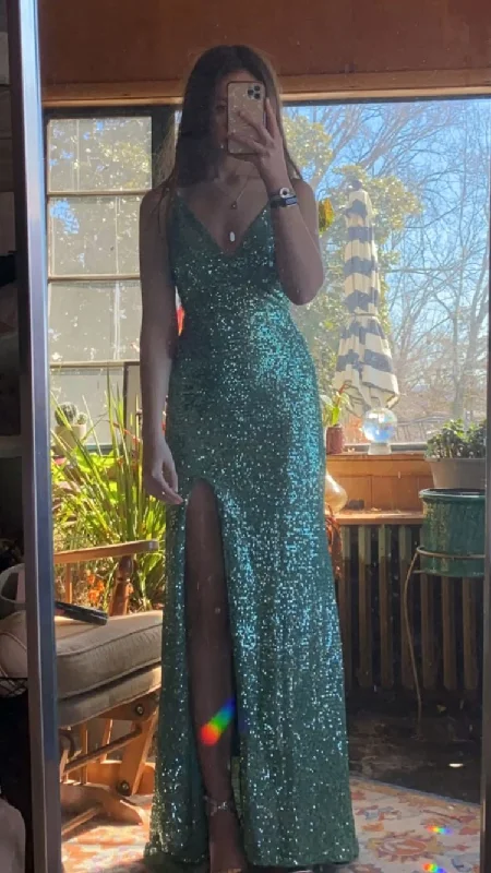 Sparkly Mermaid Green Sequin Prom Dress,Graduation Dress Y1364 Stylish Sequin Dress